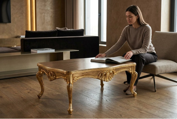 Table basse de luxe 136x90 Baroque Rococo Tables Décoration rectangulaire