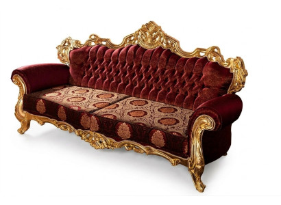 Canapé trois places de luxe en velours rouge baroque rembourré mobilier nouveau