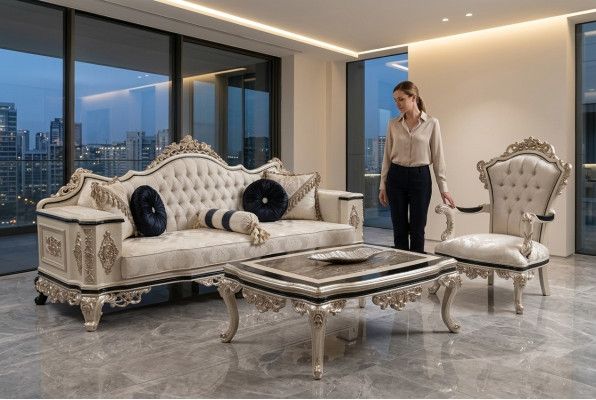 Ensemble de canapé de luxe pour salon 3+1 avec table basse Ensemble de canapé Sofa Couches