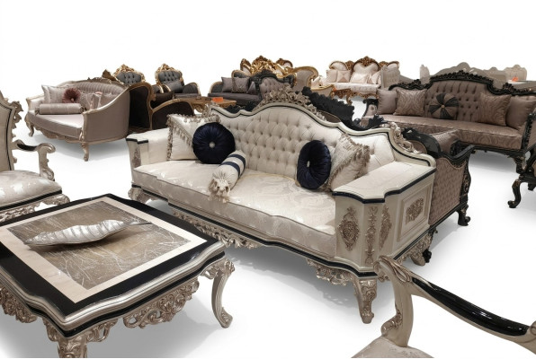 Canapé Chesterfield 3 places Canapé Rembourrage Meubles Trois places Blanc neuf