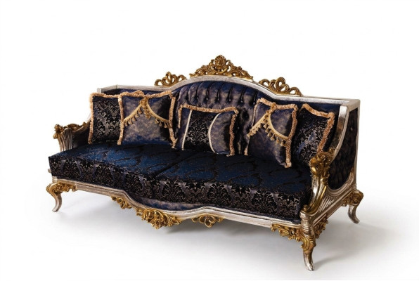 Canapé trois places style baroque en velours avec cadre doré nouveau meubles de canapé
