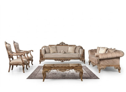 Ensemble de meubles de salon baroques Canapé Canapé Rembourrage Suite Table 5pcs.
