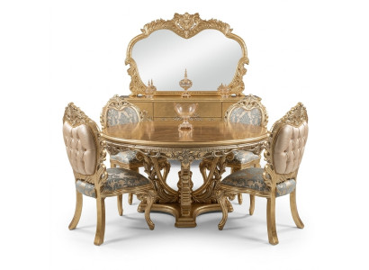 Table de salle à manger ronde dorée, ensemble de table à manger 4 chaises buffet 6 pièces. nouveau