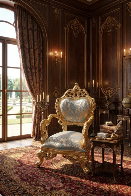 Fauteuil baroque canapé une place Chaise française pieds sculptés