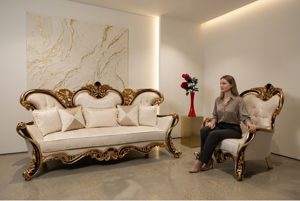 Ensemble de canapés classiques baroques rococo 3+1 places Mobilier complet