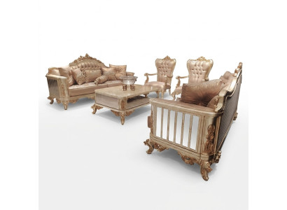 Classique Baroque Rococo Chesterfield 5 pièces. Table basse canapé beige mobilier
