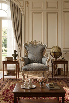 Chaise de trône classique Fauteuil Baroque Fauteuil Chesterfield en velours
