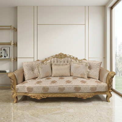 Canapé Chesterfield Baroque en bois velours Trois places Canapés classiques Meubles