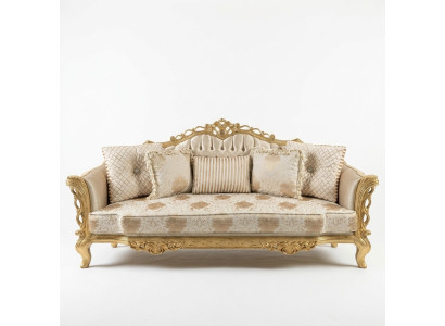 Canapé Chesterfield Baroque en bois velours Trois places Canapés classiques Meubles