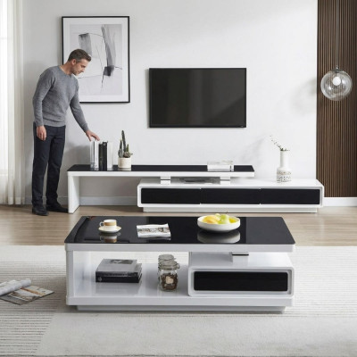 Designer Moderne Sideboard Schwarz und Weiß Kommode TV-Ständer Luxus