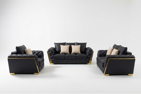 Chesterfield Ensemble canapé 3+2+1 Canapé Mobilier Canapé Canapés Ensemble 3pcs