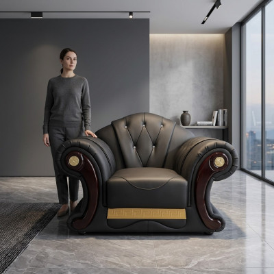 Fauteuil de luxe Chesterfield canapé 1 place meubles canapé ameublement sofa 1 place