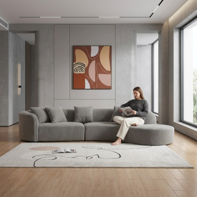 Gris Canapé de luxe cinq places Grand paysage de vie moderne Nouveau meuble