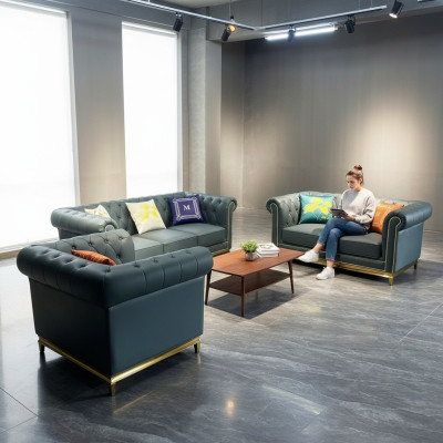 Chesterfield Ensemble de canapé de salon Luxe 3+2+1 Groupe nouveau