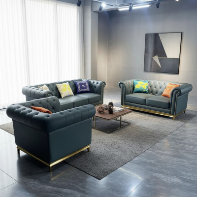 Chesterfield Ensemble de canapé de salon Luxe 3+2+1 Groupe nouveau