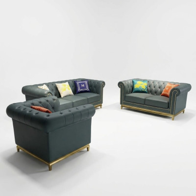 Chesterfield Ensemble de canapé de salon Luxe 3+2+1 Groupe nouveau