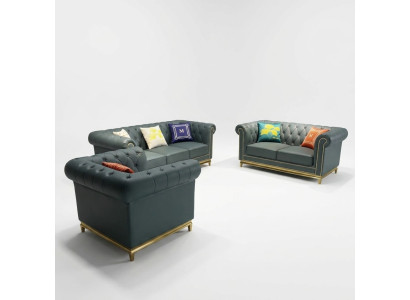 Chesterfield Ensemble de canapé de salon Luxe 3+2+1 Groupe nouveau