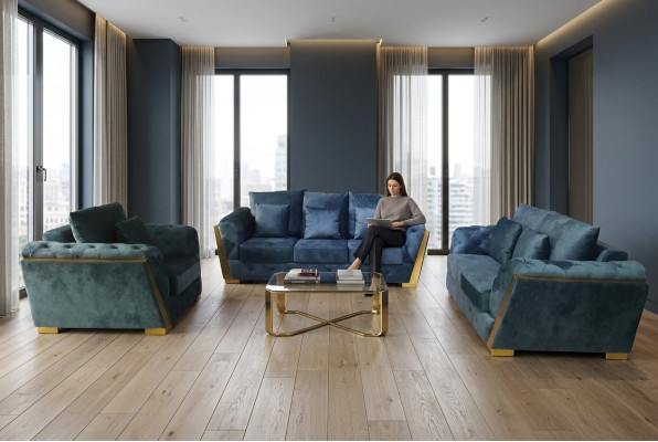 Ensemble de canapé Chesterfield Set 3+2+1 Meubles Canapé Tissu Canapés 3 pièces.
