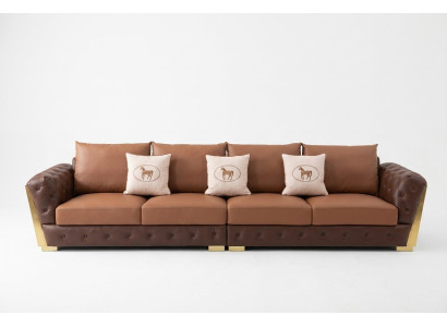 Canapé de salon de luxe moderne à cinq places au design Chesterfield