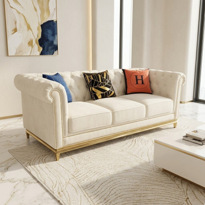 Chesterfield canapé en tissu canapé 3 places Canapés Canapés Rembourrage neuf