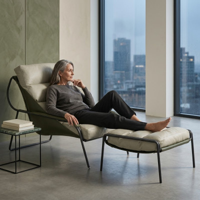 Chaise longue relaxante, fauteuil, 2 pièces. Ensemble de meubles repose-pieds chaise dossier