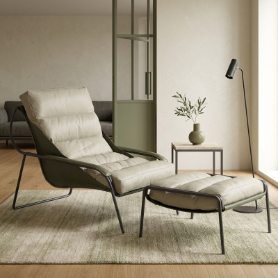 Chaise longue relaxante, fauteuil, 2 pièces. Ensemble de meubles repose-pieds chaise dossier