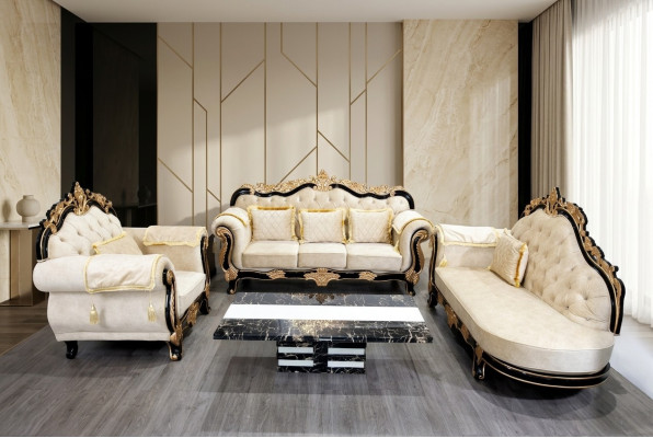 Canapé Chesterfield classique Ensemble de canapés de style baroque, 3 pièces