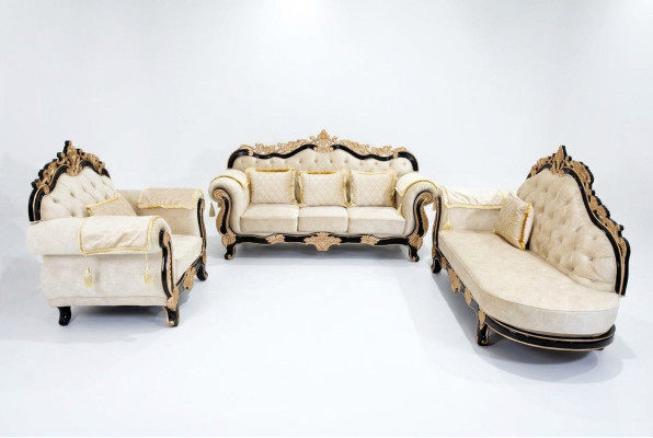 Canapé Chesterfield classique Ensemble de canapés de style baroque, 3 pièces