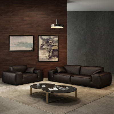 Ensemble de canapés noirs Canapés en cuir 3+1 places de luxe Mobilier de salon