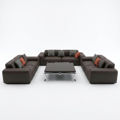 Ensemble de canapé premium noir 3+3+3 places Mobilier de salle de séjour de luxe Canapé