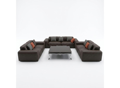 Ensemble de canapé premium noir 3+3+3 places Mobilier de salle de séjour de luxe Canapé