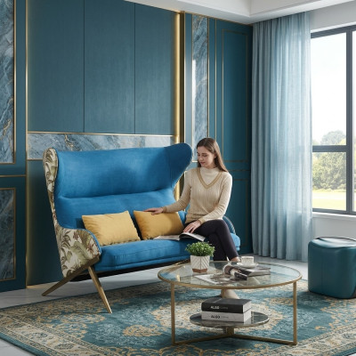 Classique r 1,5 places de luxe Bleu meubles de salon canapé