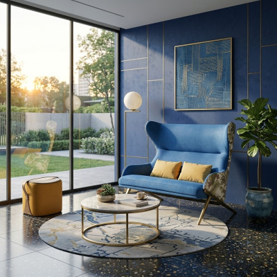 Classique r 1,5 places de luxe Bleu meubles de salon canapé
