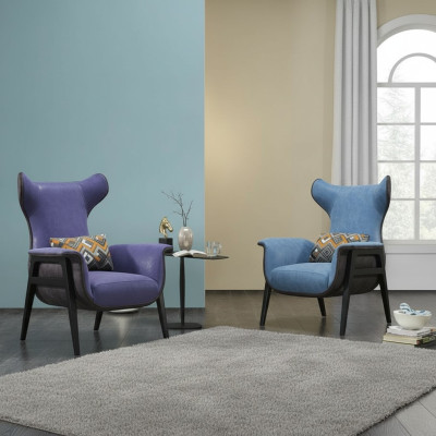 Fauteuil une place de luxe bleu pour salon fauteuil rembourré moderne design