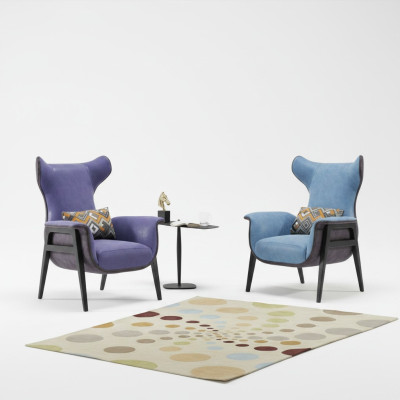 Fauteuil une place de luxe bleu pour salon fauteuil rembourré moderne design