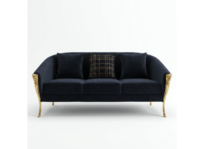 Three Seater Couch Upholstery Furniture Velvet Luxury Furnishings Fabric Couches Trois canapés trois places en tissu d'ameublement en velours de luxe.
