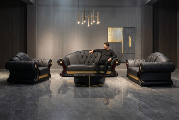 Chesterfield canapé ensemble de canapé 3+2+1 canapés cuir tissus habillement meubles classique