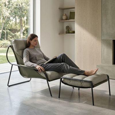 Fauteuil + Repose-pieds Ensemble de luxe Relax Fauteuil simple Pouf 2 pièces
