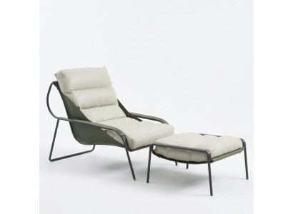 Fauteuil + Repose-pieds Ensemble de luxe Relax Fauteuil simple Pouf 2 pièces
