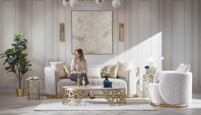 Canapé de luxe 3+1 Meubles Canapé Chesterfield Ensemble de canapés 2 pièces.