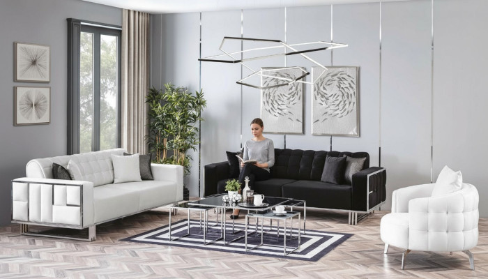 Meubles de salon de luxe Canapé Ensemble de sièges Canapé Velours Ensemble de canapés 3 pièces
