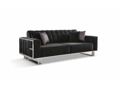 Canapé trois places en tissu noir meubles rembourrés Canapés Canapés Tapisserie noire