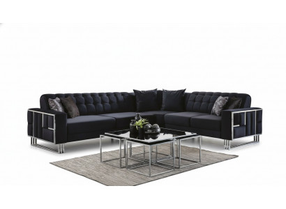 Canapé d'angle de luxe en textile Canapés Mobilier Suite d'angle Éléments métalliques Canapé Sofa