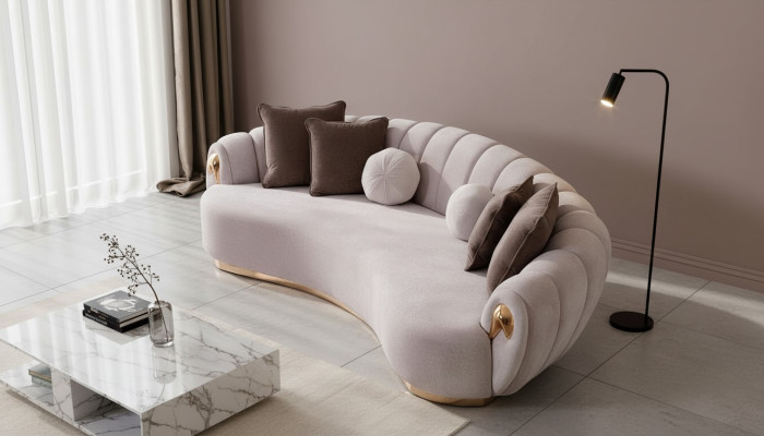 Canapé de luxe Grand canapé Canapés ronds Canapés xxl Canapés Sièges Meubles Tissu 263cm Gris