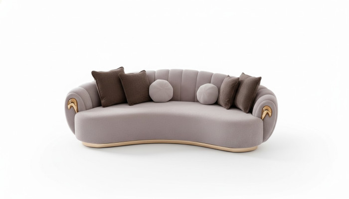 Canapé de luxe Grand canapé Canapés ronds Canapés xxl Canapés Sièges Meubles Tissu 263cm Gris