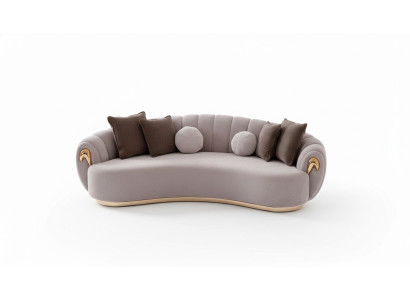 Canapé de luxe Grand canapé Canapés ronds Canapés xxl Canapés Sièges Meubles Tissu 263cm Gris