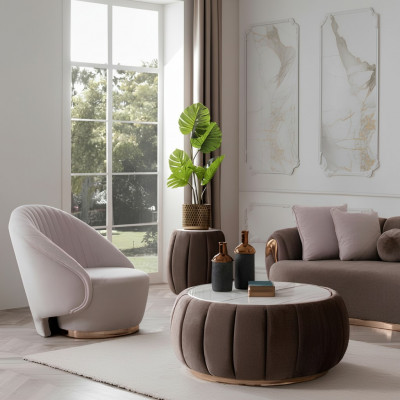 Table basse ronde Table rembourrée avec plateau de table rond Tables basses Tables Meubles