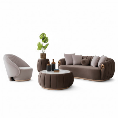 Table basse ronde Table rembourrée avec plateau de table rond Tables basses Tables Meubles