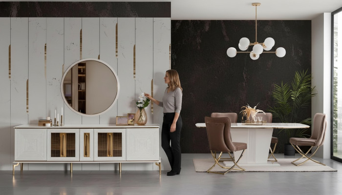 Buffet de luxe xxl Commode 240cm Armoire Commodes Buffet Grand 2 pièces
