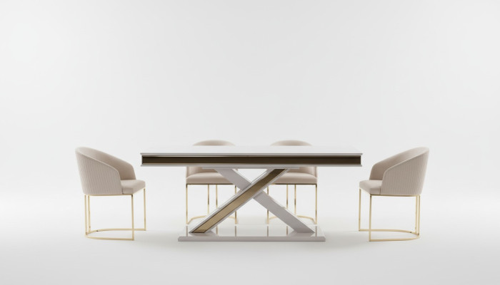Table de colonne Ensemble de salle à manger Table avec 6 chaises de salle à manger 7 pièces